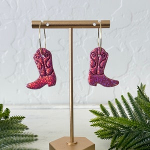 Cowgirl-Stiefel-Ohrringe, rosa Glitzer-Ohrringe, Cowboy-Stiefel-Ohrringe, Cowgirl-Schmuck, einzigartige Geschenke für Frauen, Geburtstagsgeschenkideen für sie