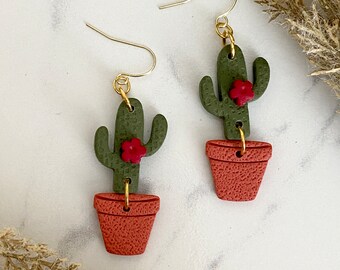 cactus earrings dangle, cowgirl jewelry, unique gifts, birthday gift ideas for her, birthday gift for plant lover, plant lover jewelry