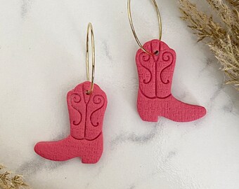 cowgirl boot earrings, pink earrings dangle, cowboy boot earrings, cowgirl jewelry, unique gifts for women, birthday gift ideas for her