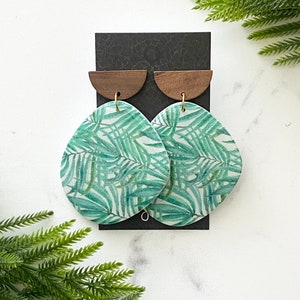 leaf earrings dangle, organic earrings, tropical earrings, vacation jewelry, birthday gift ideas for her, clay earrings handmade floral
