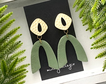 sage green earrings, arch earrings, minimalist jewelry for women, birthday gift for her, unique gifts for daughter, best sellers 2023