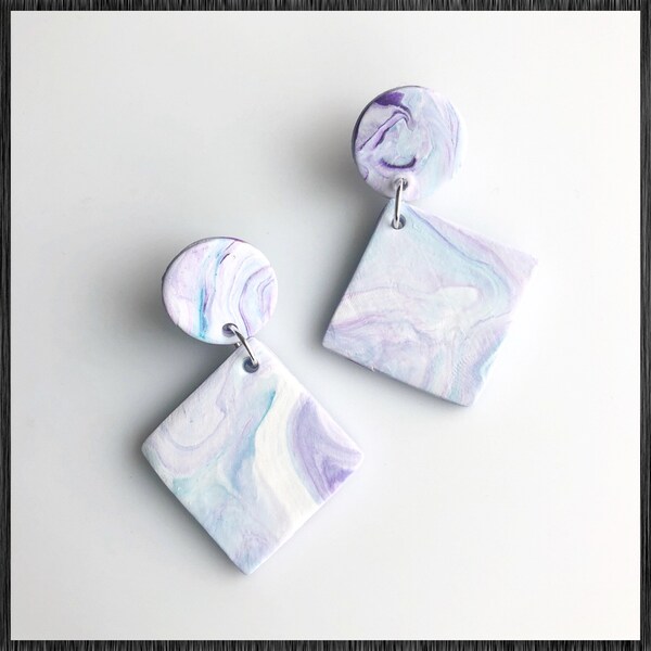 Purple earrings dangle, marble earrings, minimalist jewelry for women, friendship gifts, mothers day gift for friend, best sellers