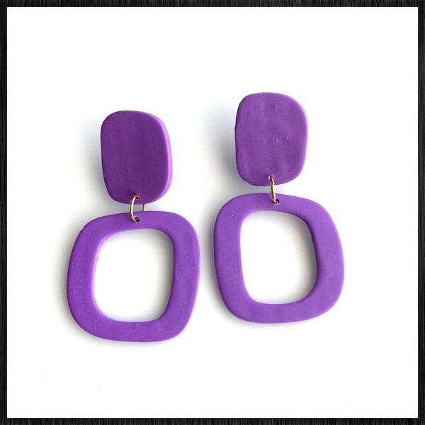 cut out earrings, purple earrings dangle, statement earrings for wedding, modern jewelry for women, unique gifts  for friend, best sellers