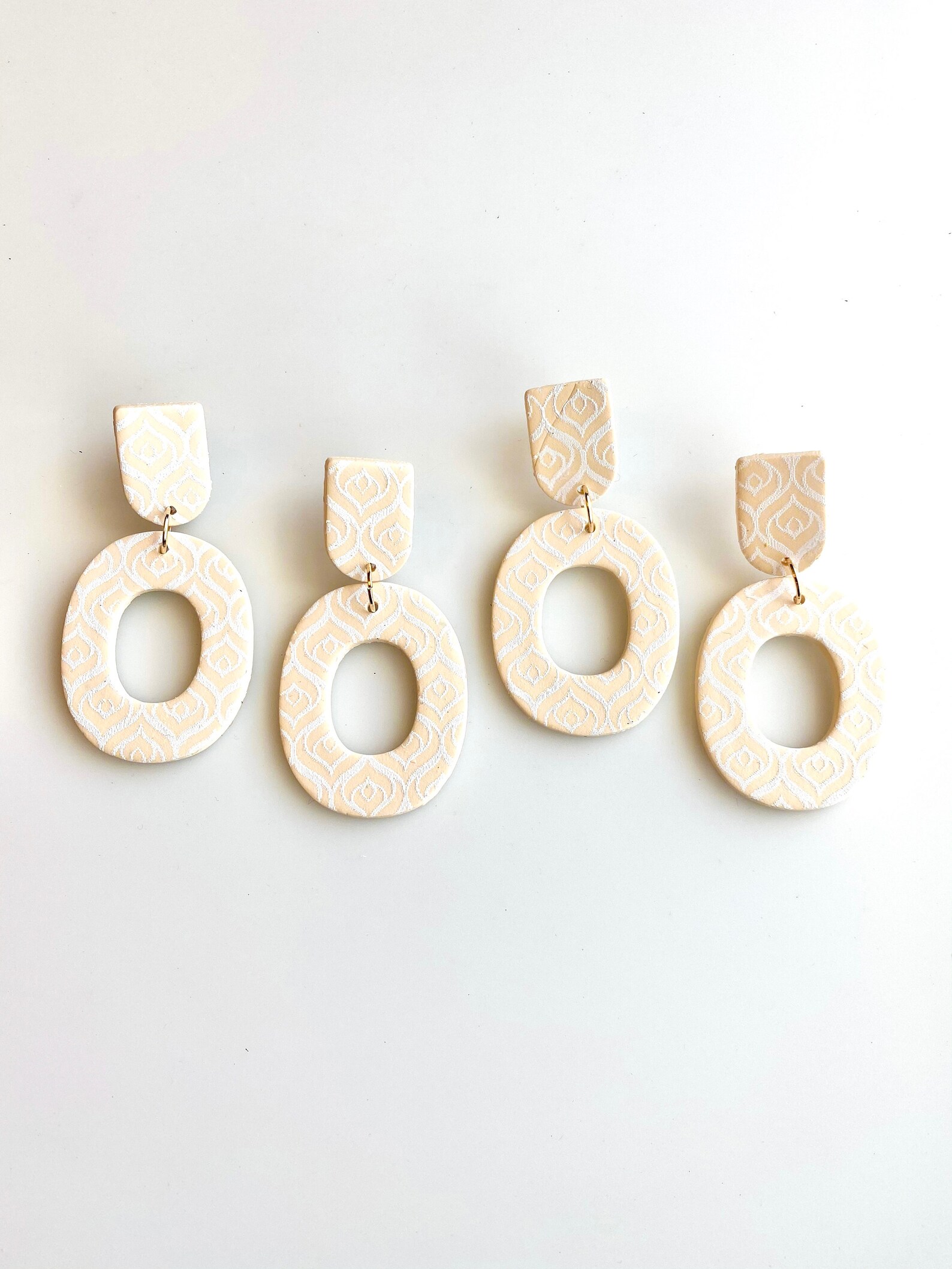 Beige earrings oval earrings dangle boho earrings for women Etsy