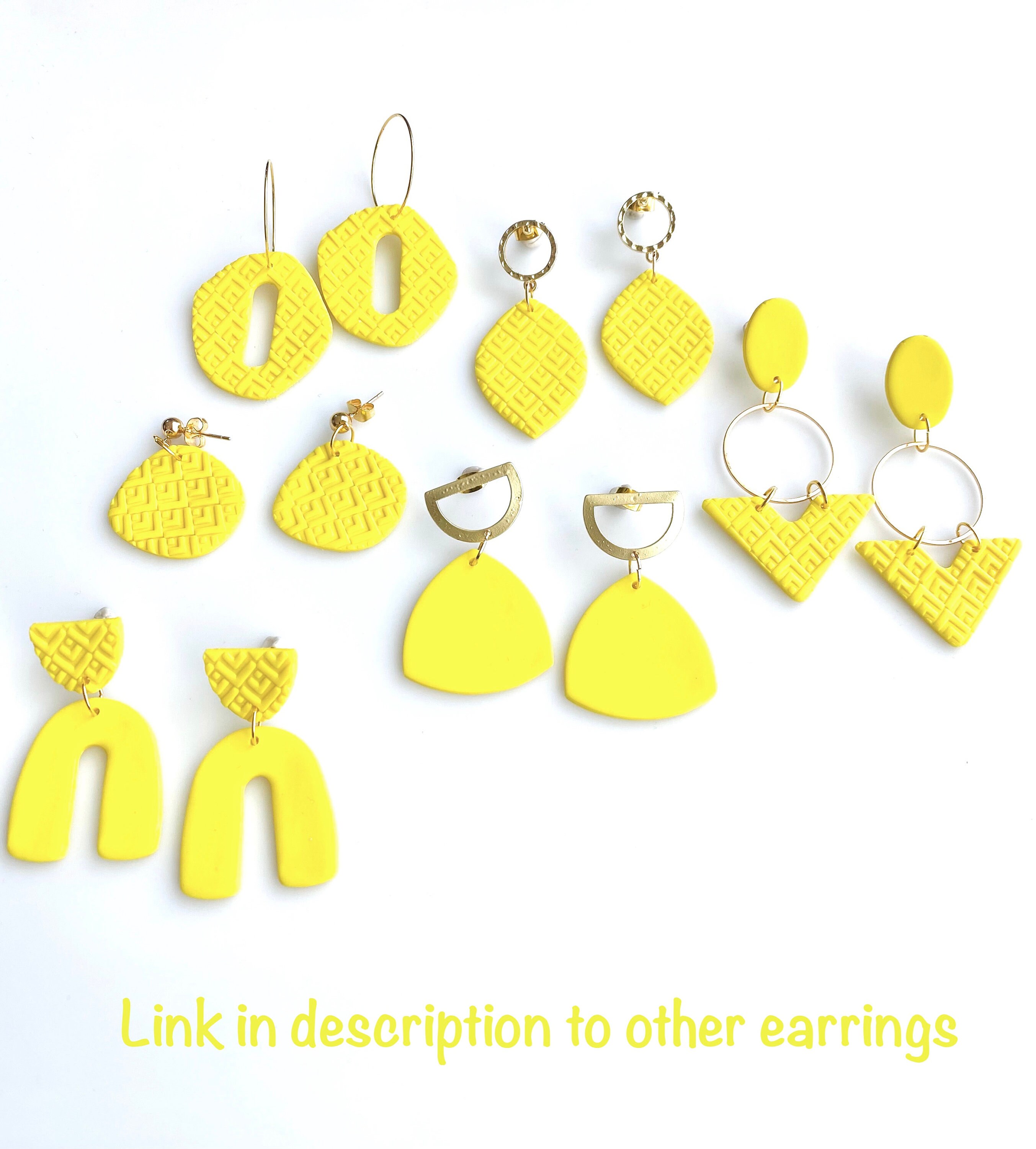 Triangle Earrings Dangle Yellow Earrings Dangle Handmade - Etsy