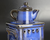 Piquaboo No. 67 Blue Ceramic Oil Burner Stove Teapot Style Wax Melts Burner Aromatherapy Tart Burner For Home Gift Essential Oil Diffuser