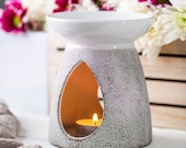 Piquaboo No. 41 Large Grey and White Aromatherapy Wax Melts Tart Burner For Home Gift Essential Oil Diffuser