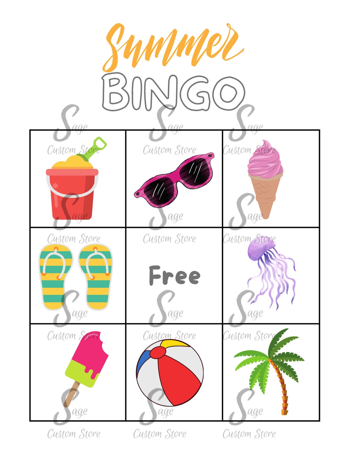 Summer Bingo / printable summertime bingo | Etsy