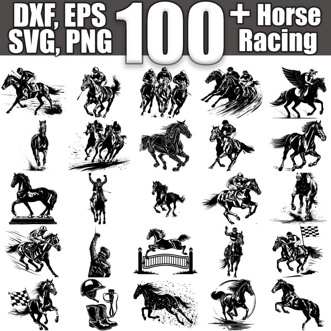 Stallion Svg Simple Racing Stallions SVG Bundle, Set of 100, Instant Digital Download Svg ...