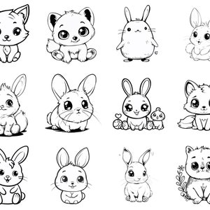 151+ Cute Kawaii Animals Procreate Brush Set | Stamps for Procreate ...
