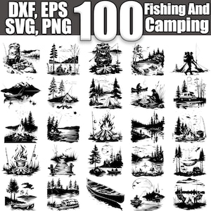 Fishing and Camping SVG Bundle, Set of 100, Instant Digital Download svg png dxf eps