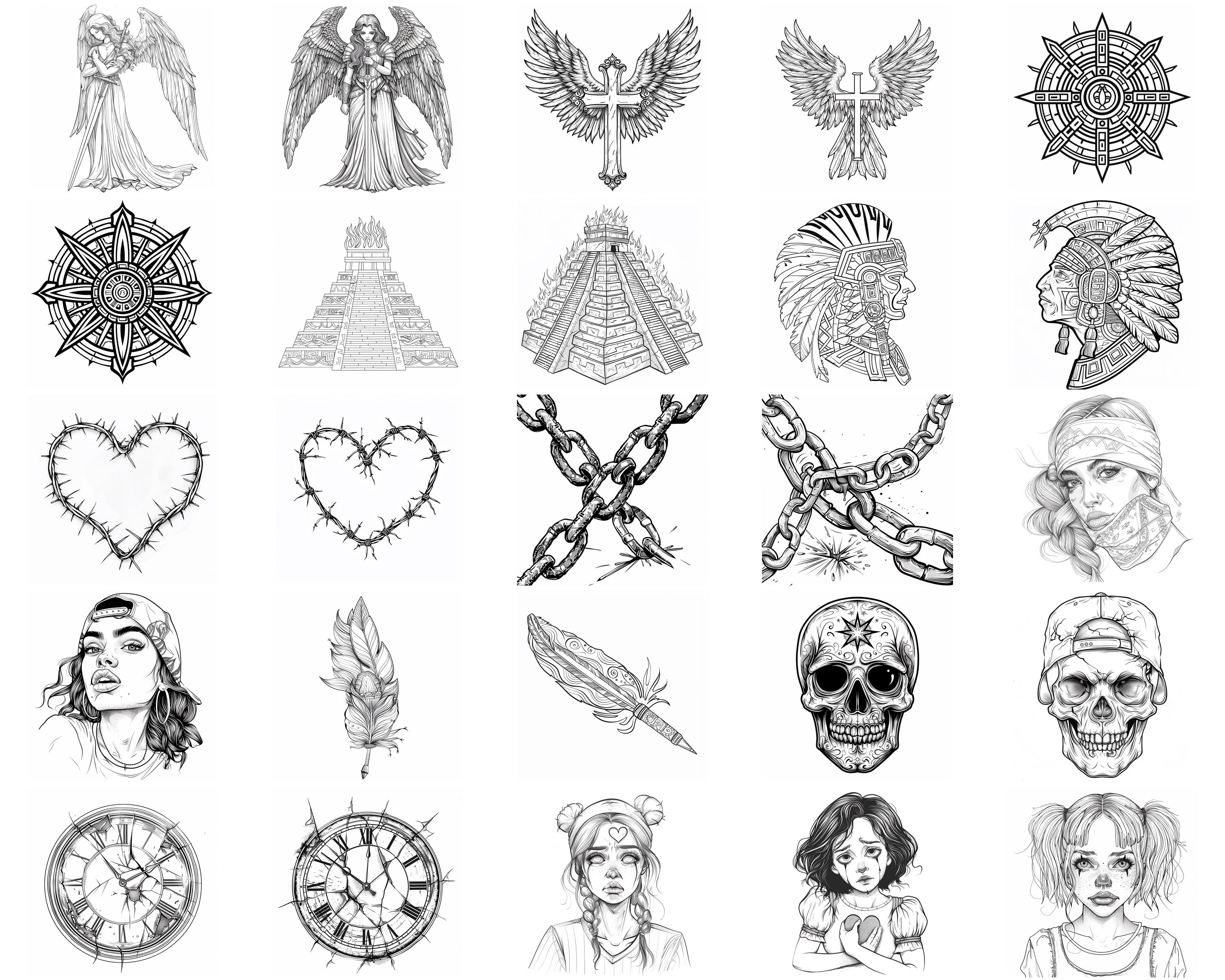 100+ Chicano Tattoo Procreate Brush Set | Procreate Stamp Brushes ...