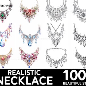 100+ Necklace Procreate Brush Set | Unique Realistic Necklace Stamp Brushes | Instant Digital Download