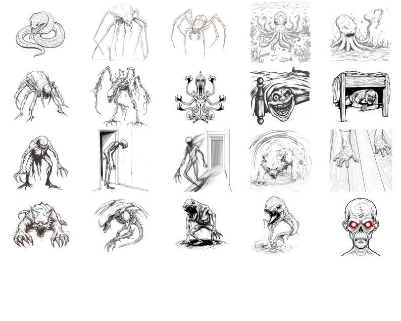 100+ Creepy Creatures Procreate Brush Set | Procreate Stamp Brushes ...
