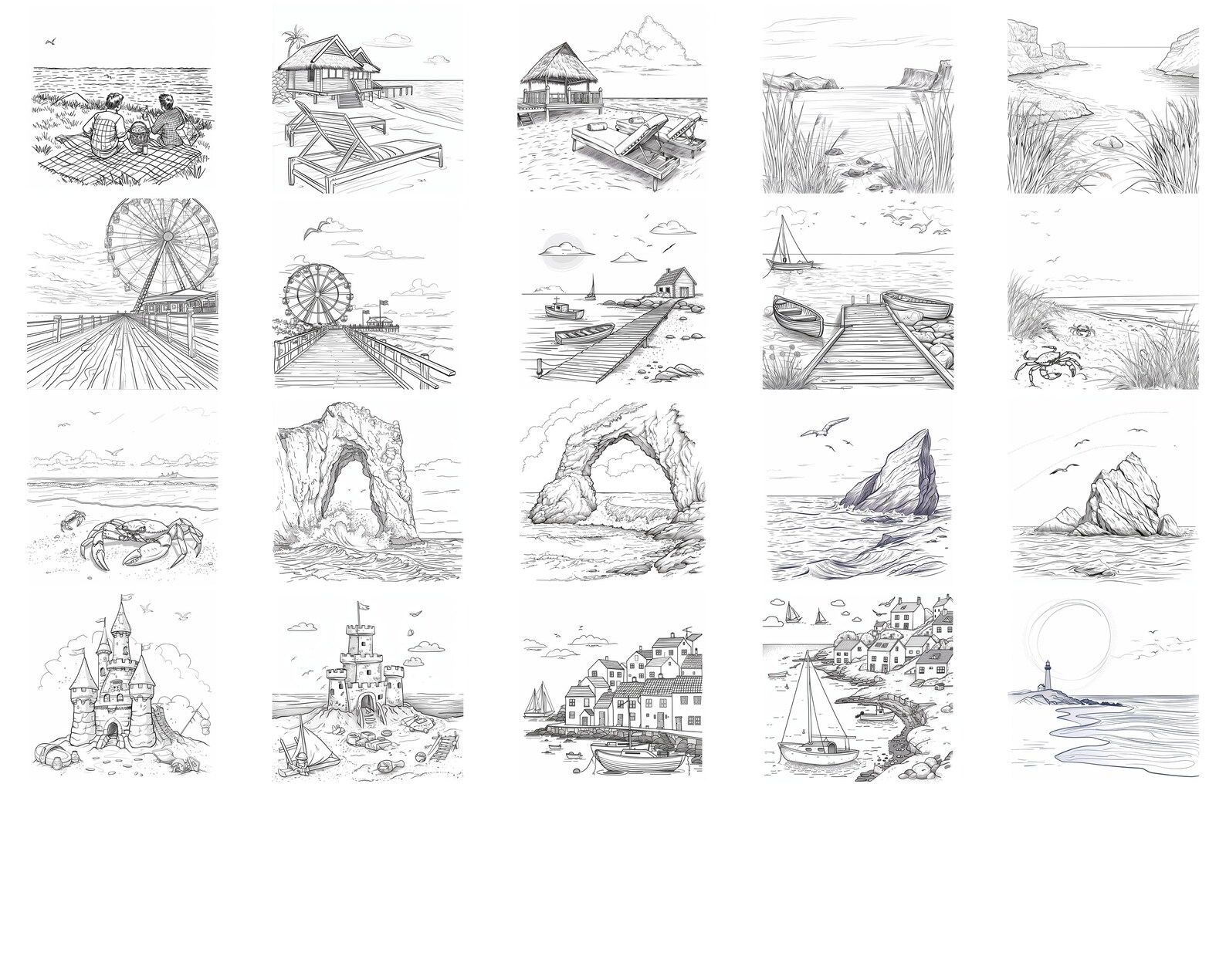 100+ Coastal Scene Procreate Brush Set | Procreate Stamp Brushes ...