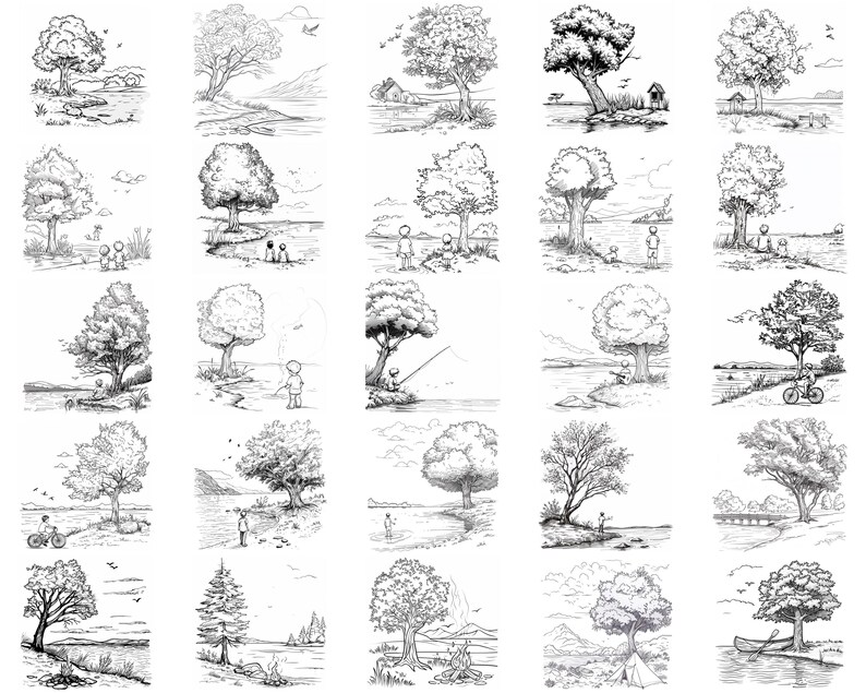 128+ Tree Lake by Nature Procreate Brush Set | Stamps for Procreate ...