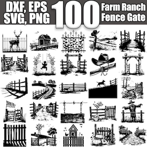 Farm Ranch Fence Gate SVG Bundle, Set of 100, Instant Digital Download svg png dxf eps