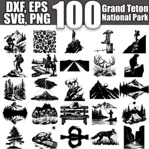 Grand Teton National Park SVG Bundle, Set von 100, sofortiger digitaler Download svg png dxf eps