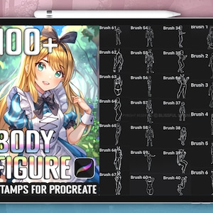 100+ Procreate body Figure stamps, Procreate female realistic full-body, half-body guide brushes