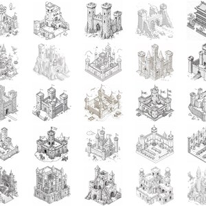 100+ Isometric Castle Procreate Brush Set | Procreate Stamp Brushes ...