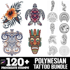 100+ Polynesian Tattoo Procreate Brush Set | Procreate Stamp Brushes | Instant Digital Download