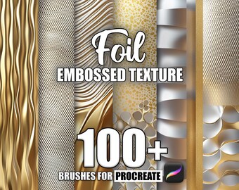 100+ Embossed Foil Texture Procreate Brushes: Seamless Patterns (Digital Download)