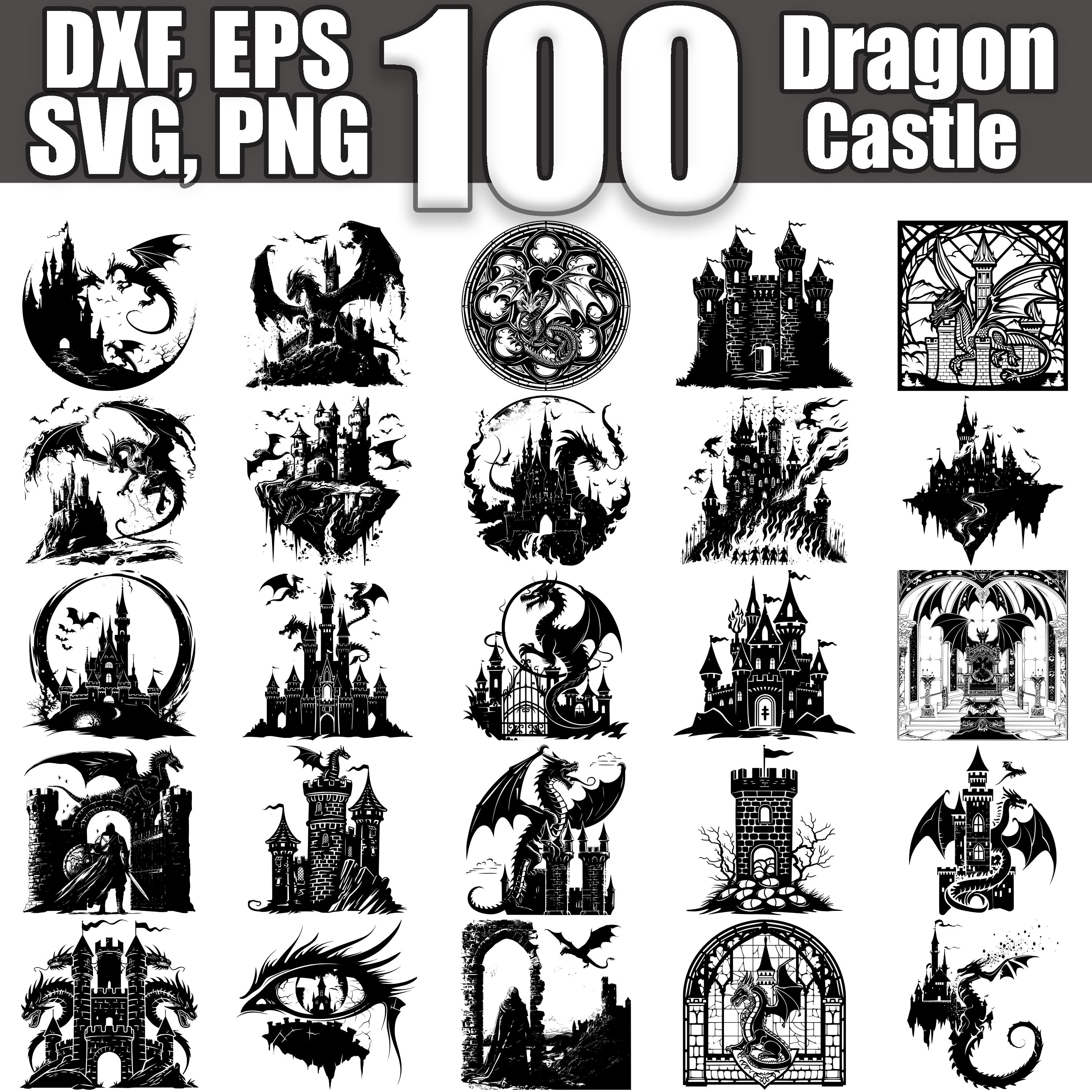 Dragon and Castle SVG Bundle: 100 Fantasy Designs (Digital Download)
