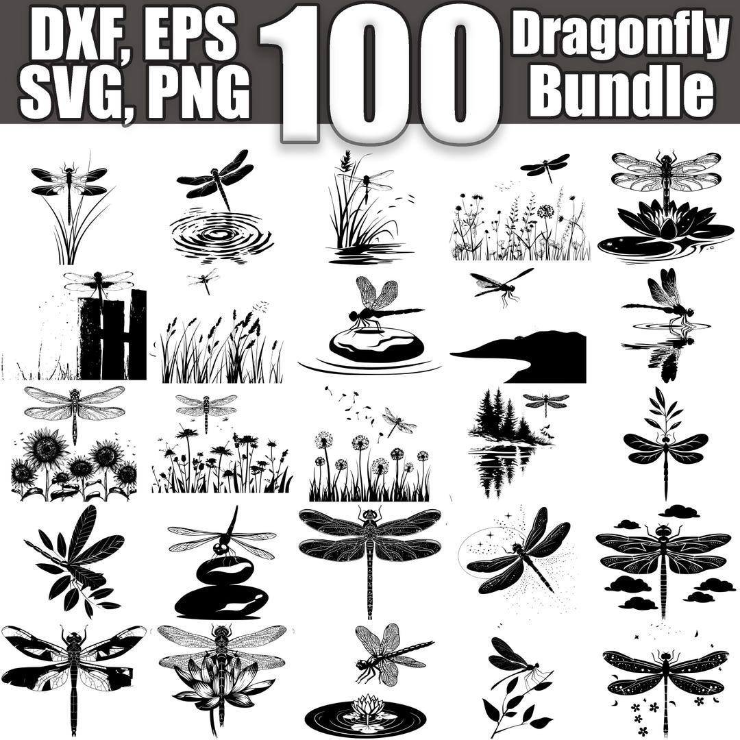Dragonfly SVG Bundle, Set of 100, Instant Digital Download Svg Png Dxf ...