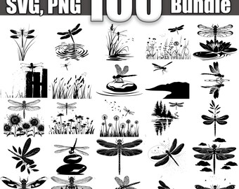 Dragonfly SVG Bundle, Set of 100, Instant Digital Download svg png dxf eps