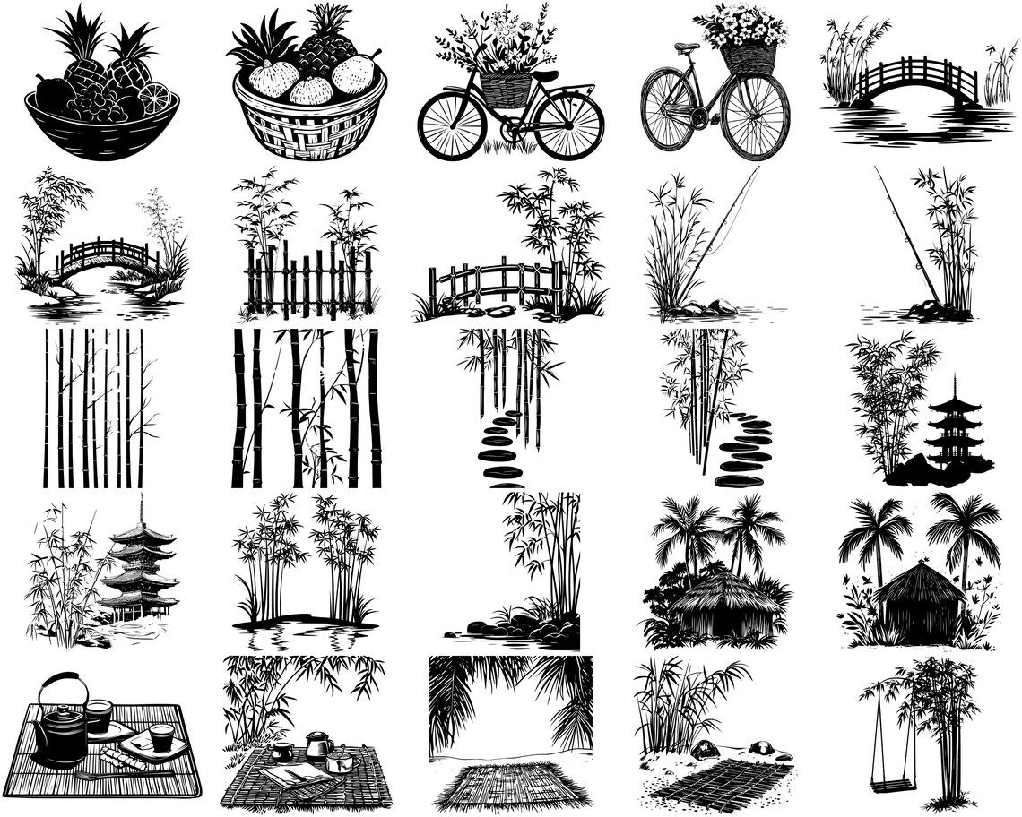 Bamboo SVG Bundle, Set of 100, Instant Digital Download Svg Png Dxf Eps ...