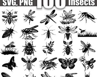 Paquete SVG de insectos voladores, juego de 100, descarga digital instantánea svg png dxf eps