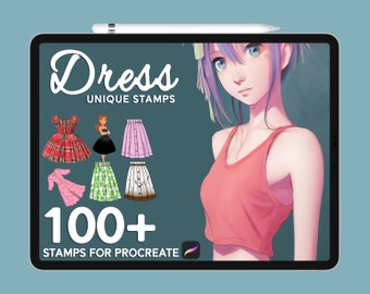 Oltre 100 timbri/pennelli Procreate per la guida agli abiti (download digitale)