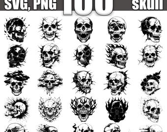 Paquete SVG de calavera enojada, juego de 100, descarga digital instantánea svg png dxf eps