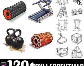 100+ Gym Essentials Procreate Brush Set | Procreate Stamp Brushes | Instant Digital Download