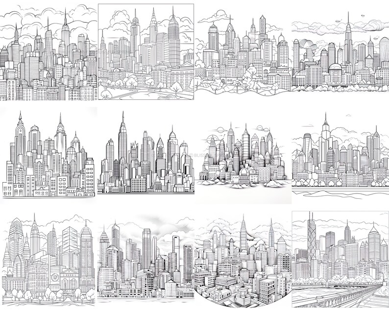 City Skyline Procreate Brush Set: 100+ Unique Stamps (digital Download ...