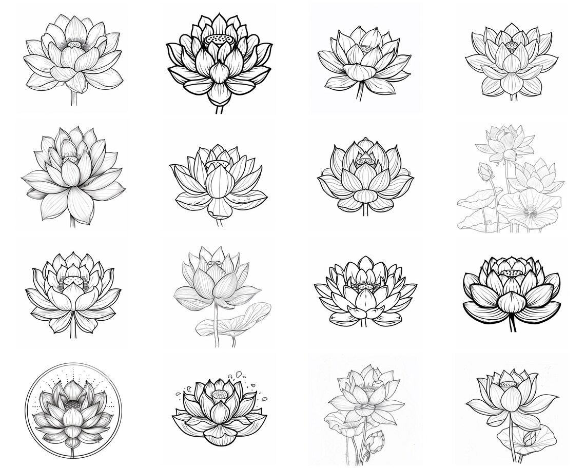 150+ Lotus Procreate Brush Set | Stamps for Procreate | Instant Digital ...