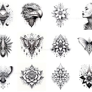 100+ Dotwork Tattoo Procreate Brush Set | Unique Tattoo Style Stamp ...