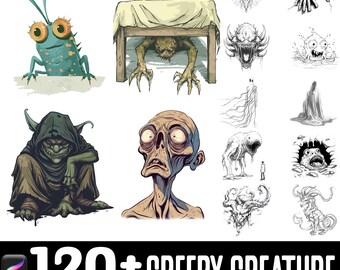 100+ Creepy Creatures Procreate Brush Set | Procreate Stamp Brushes | Instant Digital Download