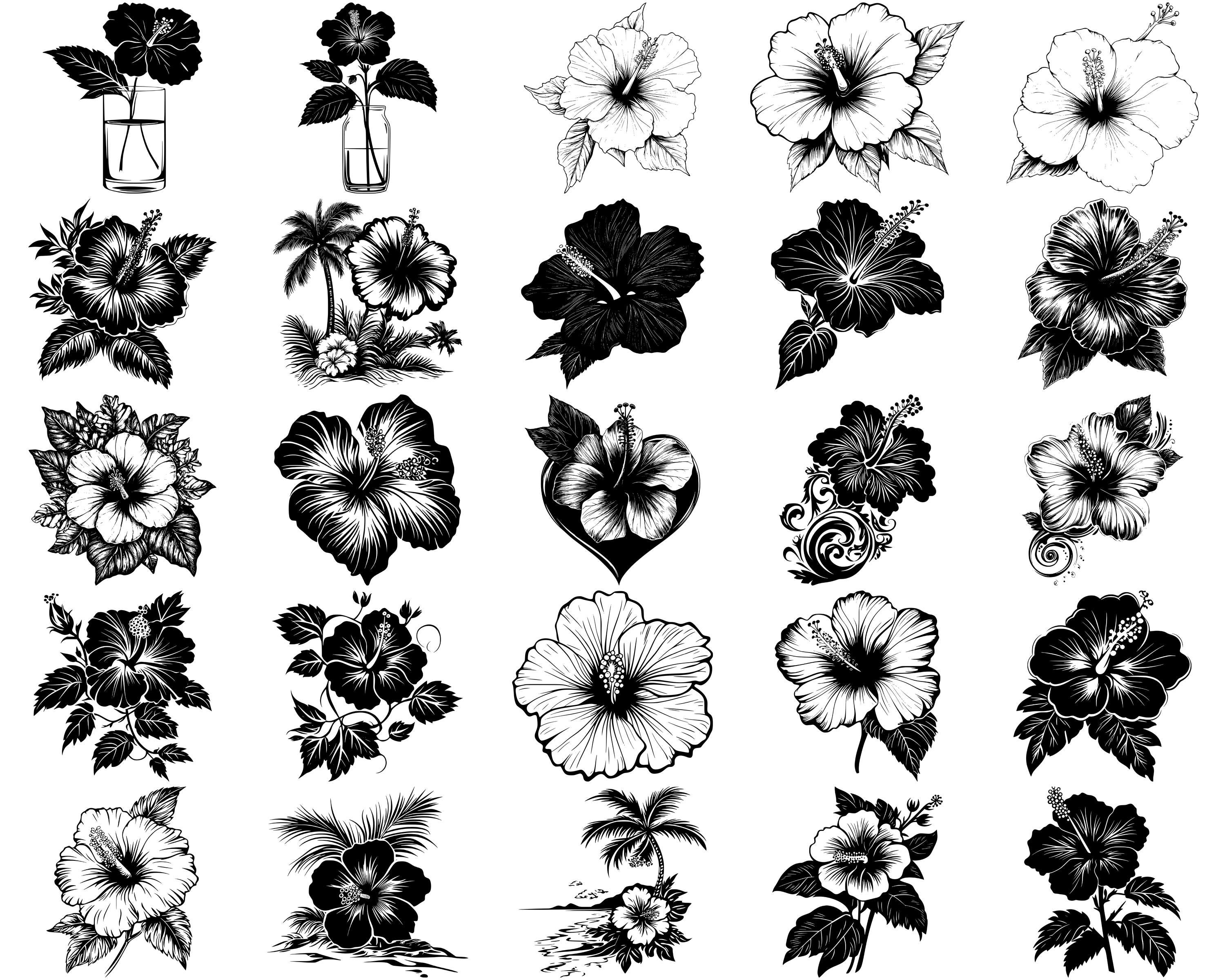 Hibiscus Flower SVG Bundle, Set of 100, Instant Digital Download Svg ...