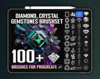 100+ Procreate Diamond & Gemstone Brushes: Realistic Crystal Stamps (Digital Download)
