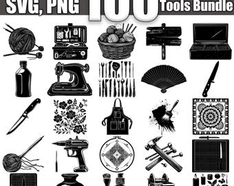 Crafting Tools SVG-bundel, set van 100, instant digitale download svg png dxf eps