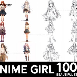 Mais de 100 conjuntos de pincéis Anime Girl Procreate | Pincéis exclusivos de selos de anime girl | Download Digital Instantâneo
