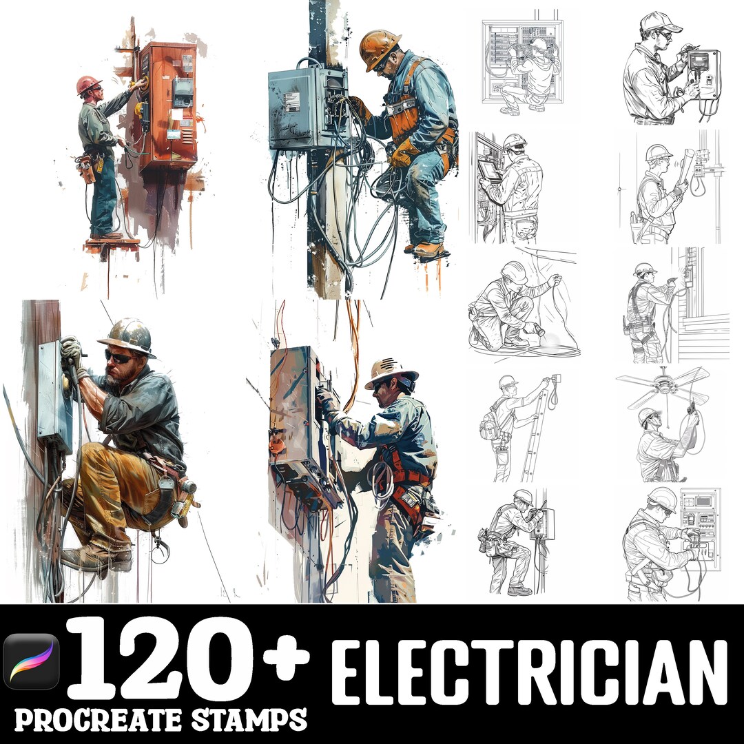 100+ Electrician Procreate Brush Set | Procreate Stamp Brushes ...