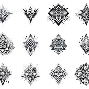100+ Geometric Tattoo Procreate Brush Set | Unique Tattoo Style Stamp ...