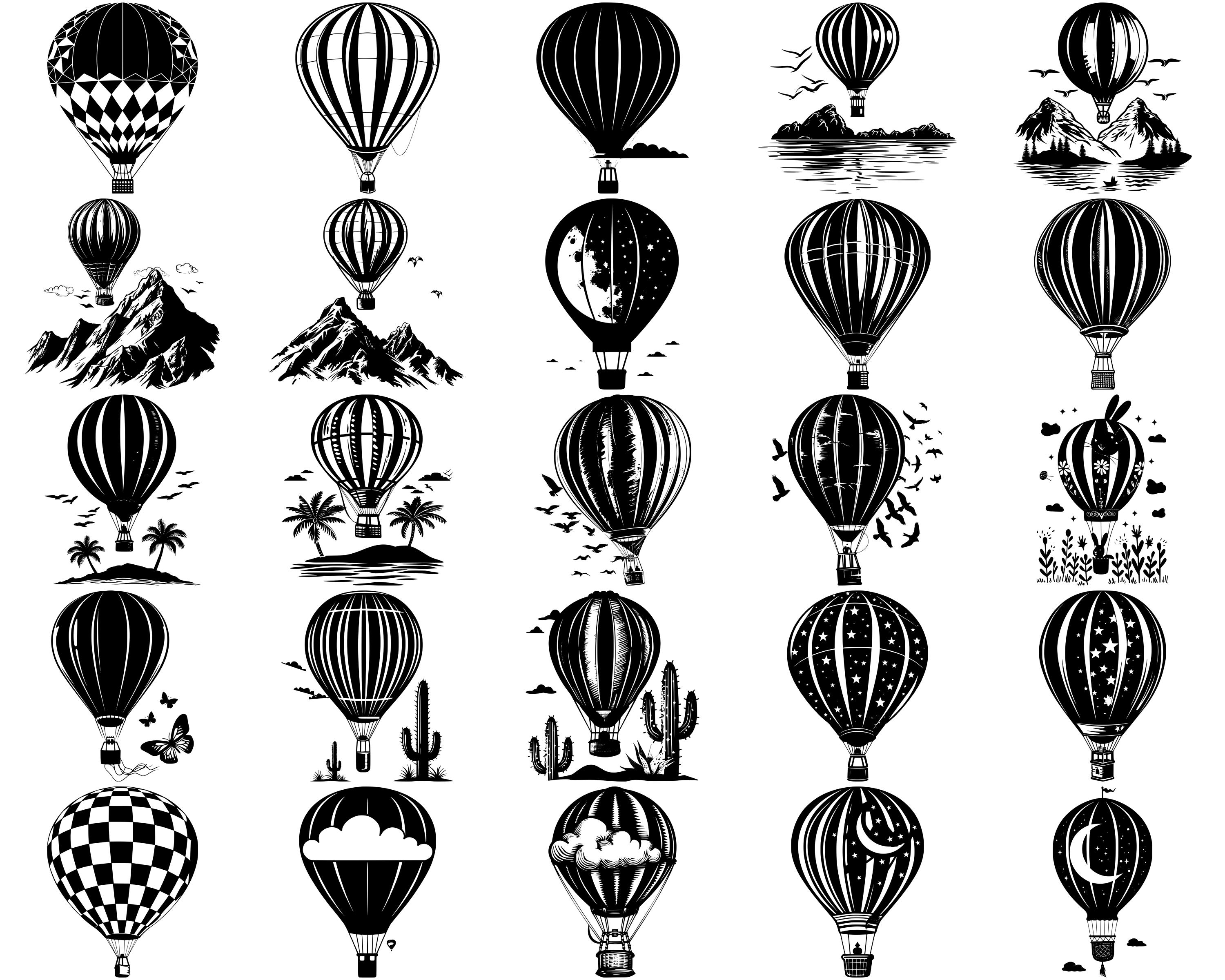 Hot Air Balloon SVG Bundle: 100 Designs for Cricut (digital Download ...