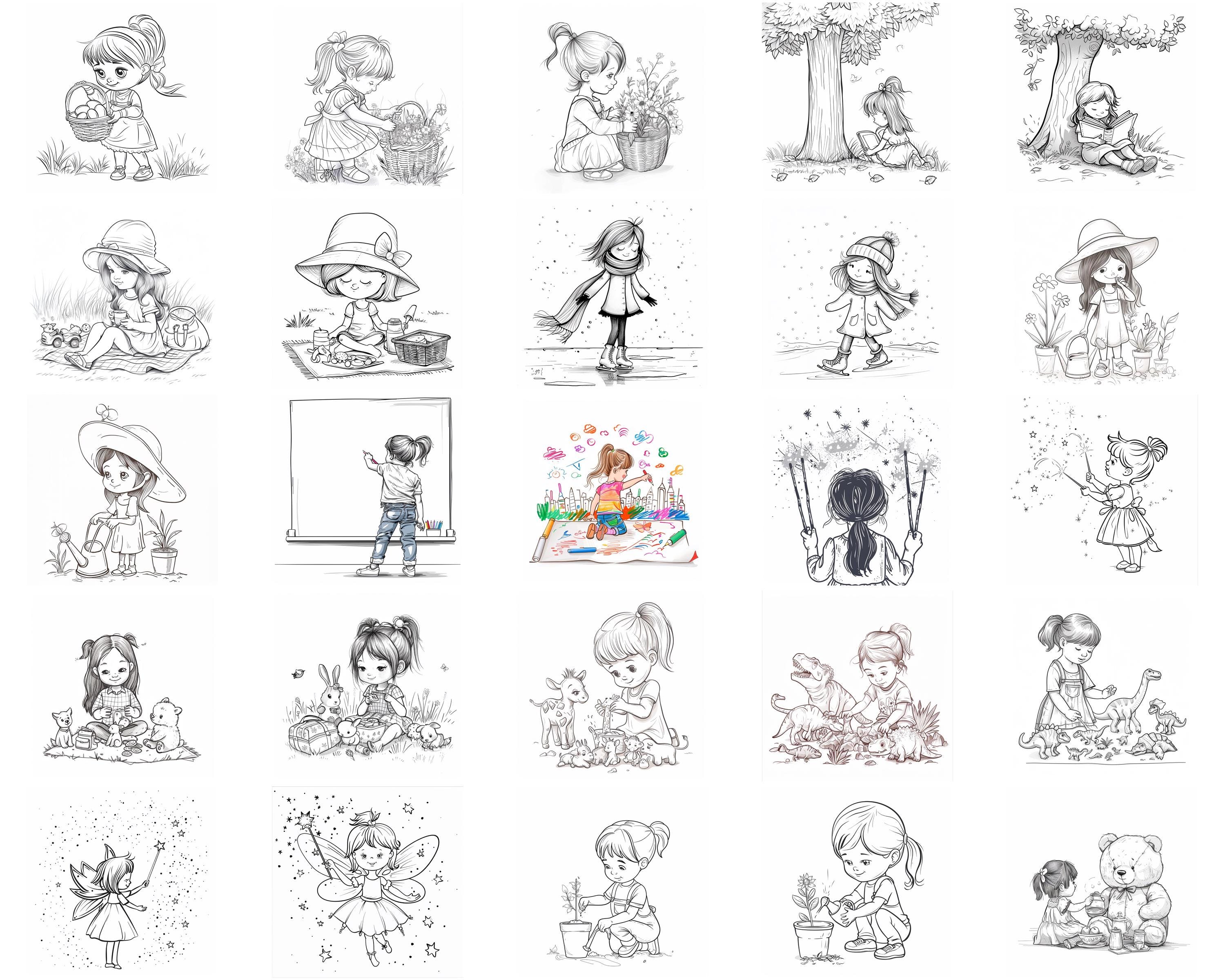 128+ Quirky Little Girl Procreate Brush Set | Stamps for Procreate ...