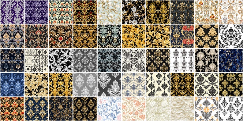 Baroque Pattern Procreate Brushes: 100+ Seamless Texture Brush Set ...