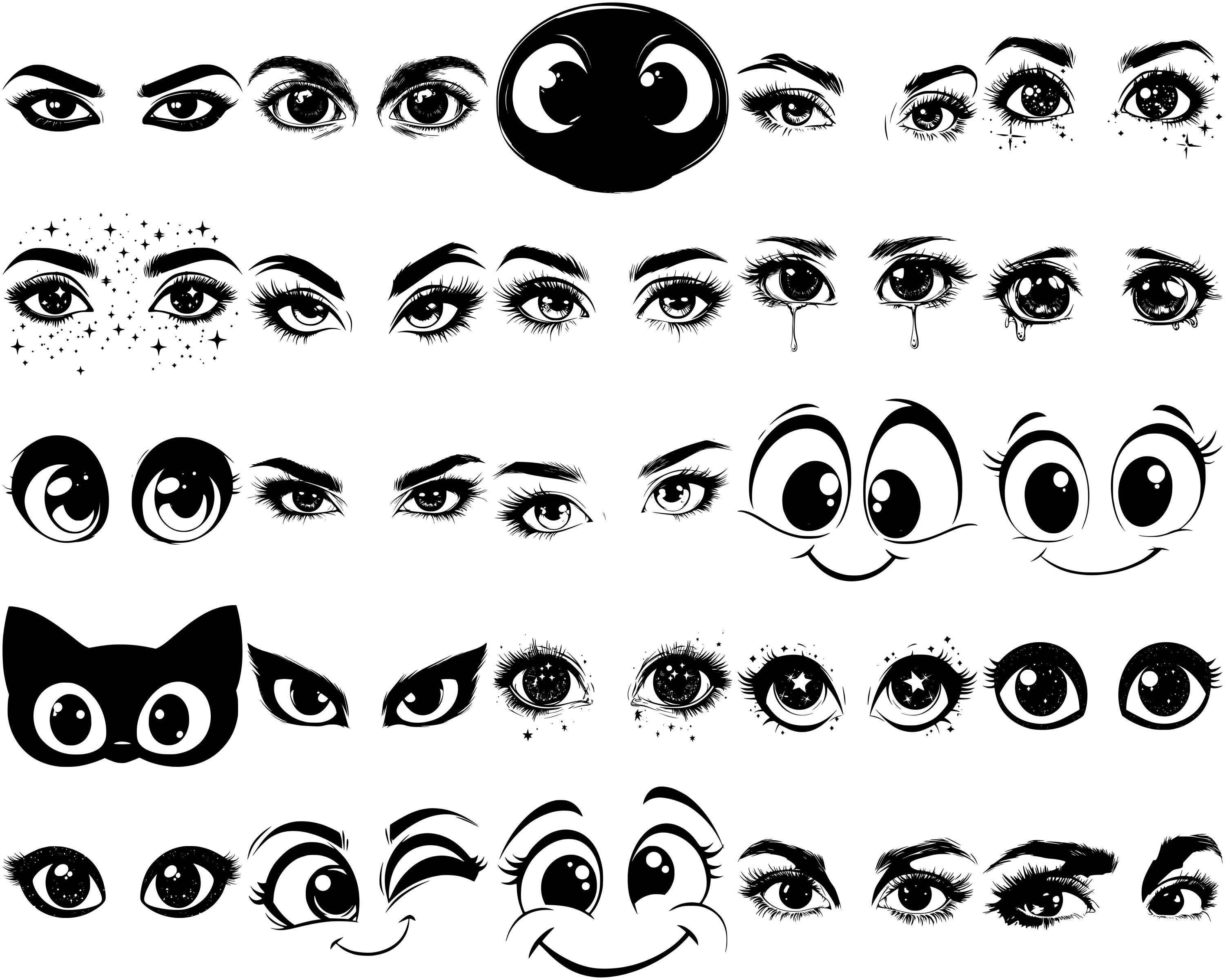 Cartoon Eyes SVG Bundle, Set of 100, Instant Digital Download Svg Png Dxf  Eps - Etsy Israel, image size:3000x2400
