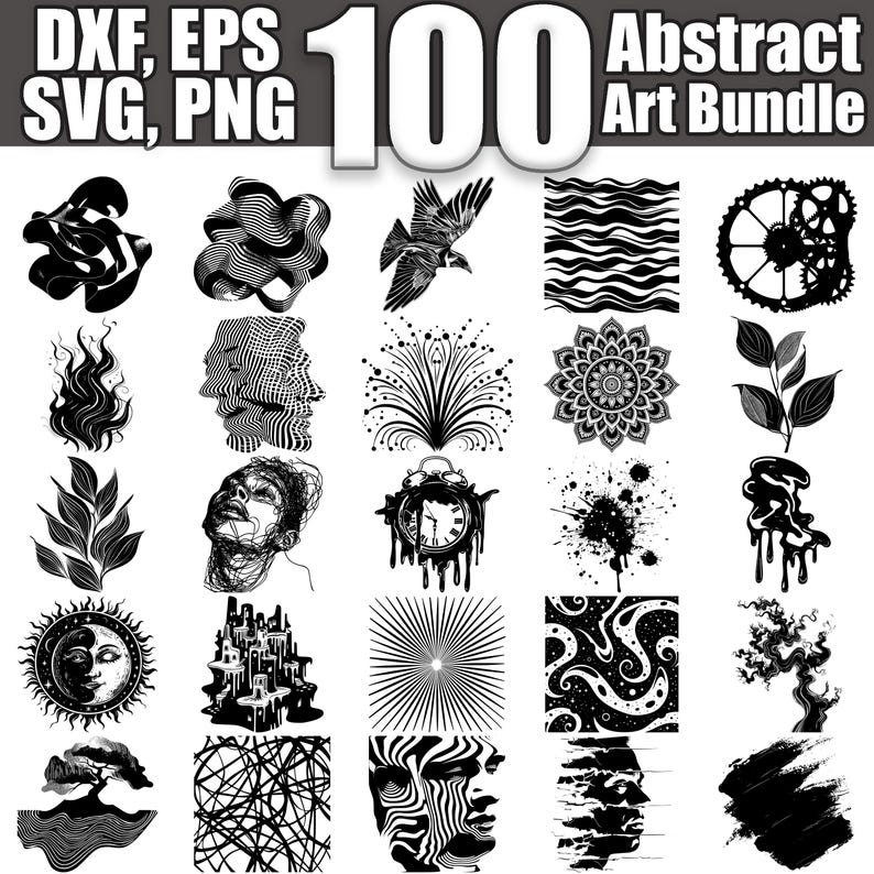 Abstract Art SVG Bundle, Set of 100, Instant Digital Download Svg Png ...
