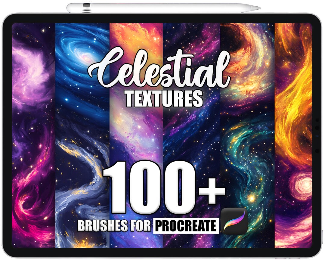Celestial Texture Procreate Brushes: 100+ Seamless Patterns (instant ...